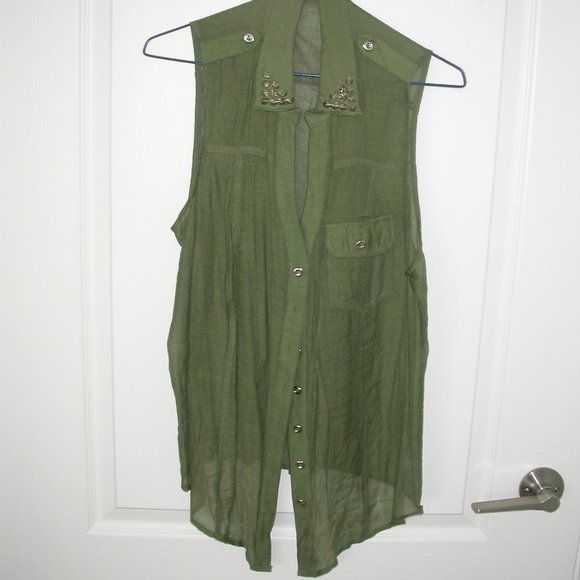 Light Sheer Green Studded Blouse - Picture 1 of 5